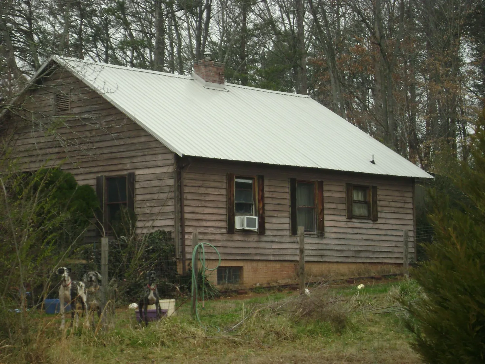 White metal roof on an old wood sided farmhouse in Hammond